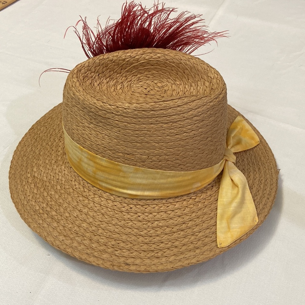 Womens Feather Embellished Hat - One Size- Adjustable New With Tags! - Picture 3 of 10